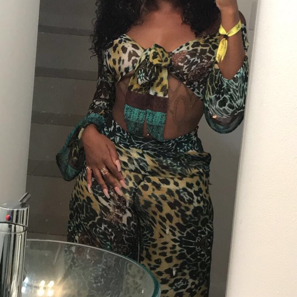 Wide Leg Animal Print Trousers - Picture 4 of 4